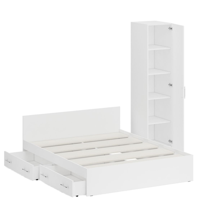 Спальные гарнитуры, Двуспальная Кровать с ящиками 1600 с пеналом Стандарт