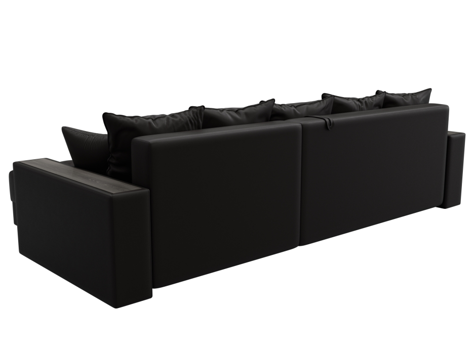 Диваны угловые в гостиную, Диван угловой с декором и полкой Лига-050 НПБ, экокожа GRIFON