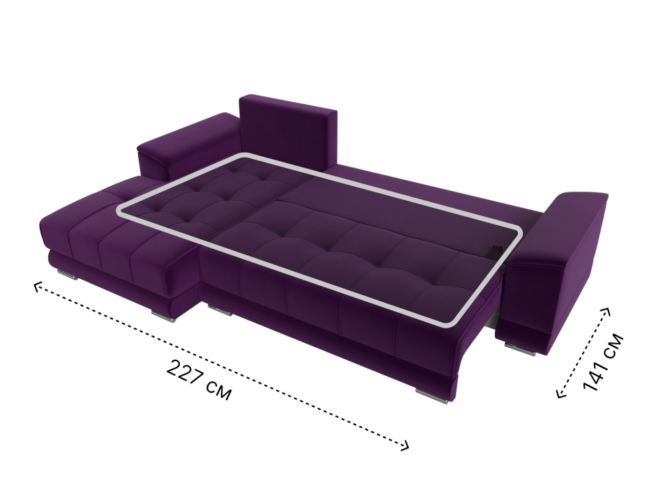 Диваны угловые в гостиную, Угловой диван НордСтар левый угол, микровельвет