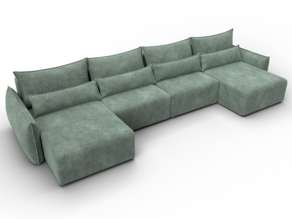 Диваны еврокнижки, Диван П-образный Лига-051 НПБ Лонг, велюр BRUT