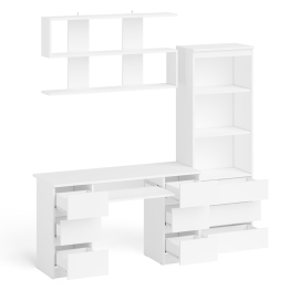 Рабочее место Мори из стола двухтумбового МС-2 с навесной полкой и стеллажом