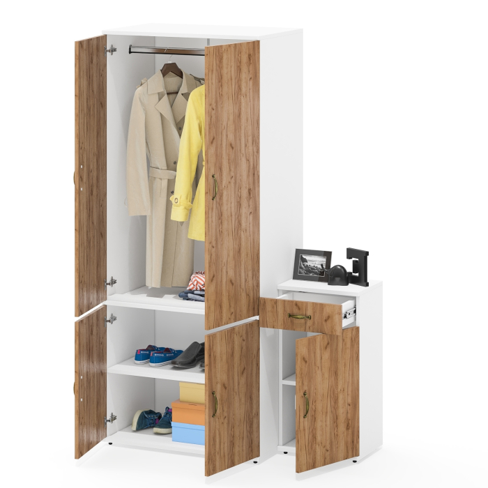 Домашние кабинеты, Тумба с дверкой и выдвижным ящиком и глубокий шкаф МД 19Б Лидер-8