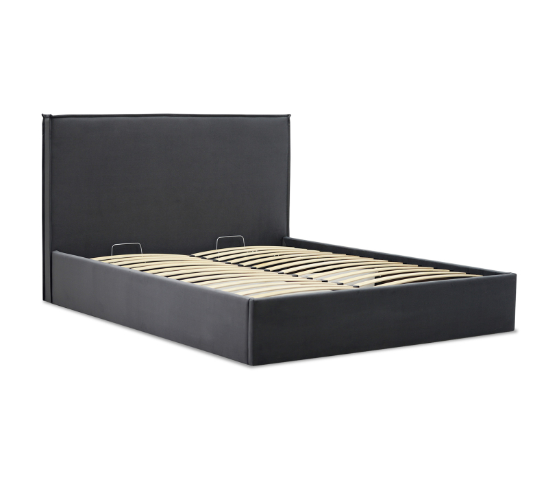 Мягкая кровать, Двуспальная кровать ЛУТОН 180х200, с подъемным механизмом, велюр