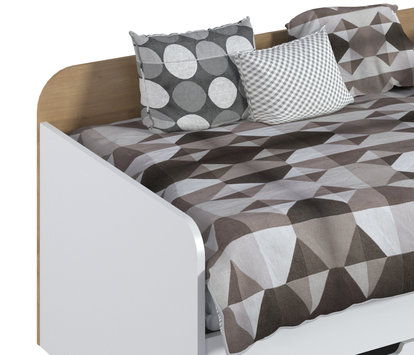 Кровати 90 см, Кровать Мальта СБ-3297 Белый,Дуб Гамильтон