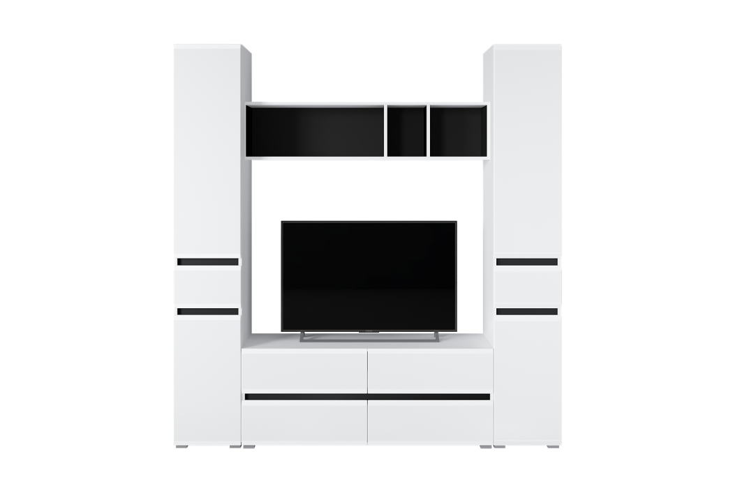 Настенные полки, Полка Сидней 15.57, белый премиум, черный