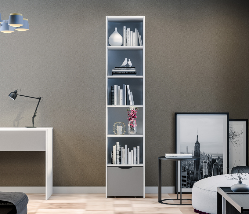 Стеллажи, Стеллаж Mika / Мика СБ-3275 Белый/Серый