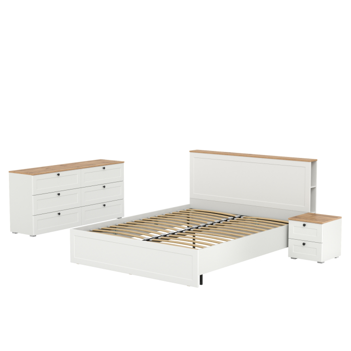 Спальные гарнитуры, Гарнитур спальный Остин из комода 16.240 с кроватью с ортопедическим основанием и тумбы прикроватной