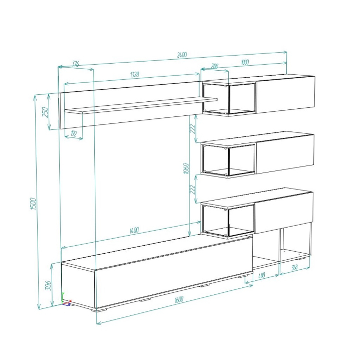 Стенки для гостиной, Гостиная Рига ГС-01, Каньон/графит