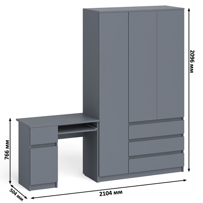 Домашние кабинеты, Компьютерный стол с тумбой с дверкой и ящиком левый и шкаф-комод Мори МШ1200-1