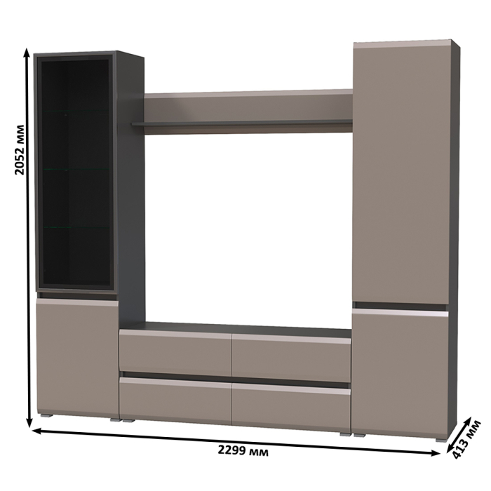Стенки для гостиной, Стенка для гостиной со стеклом Сидней № 50