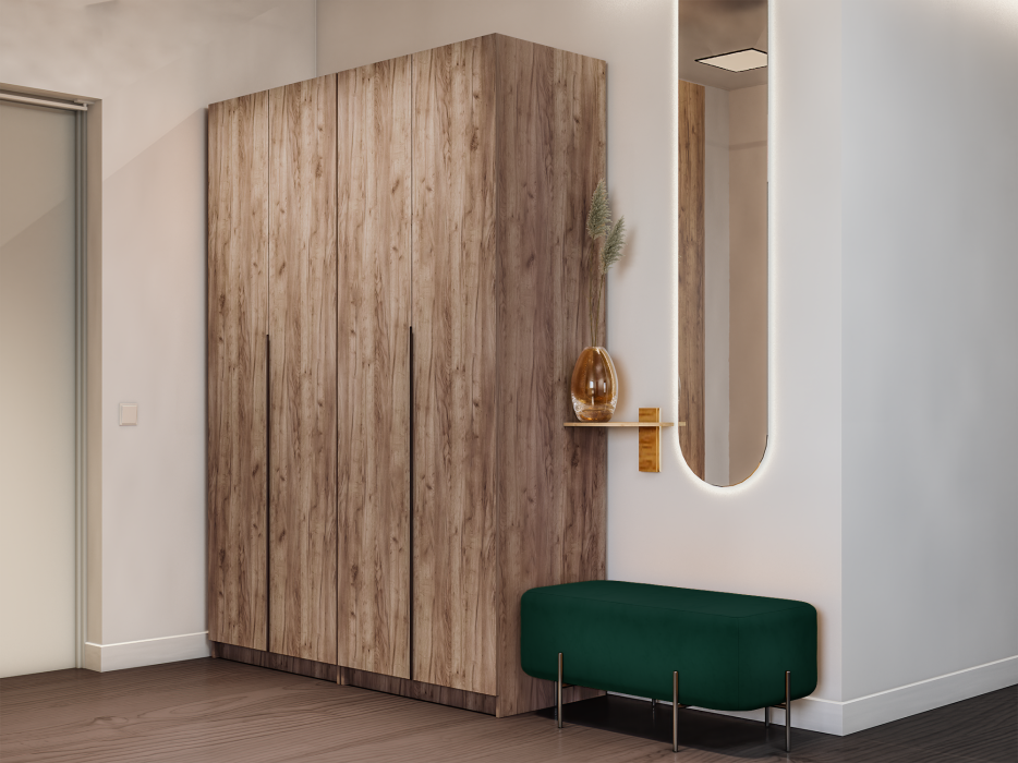 Шкафы распашные, Шкаф складной Е1 Локер ("Гармошка") 162х52.5х220 см, с модулем