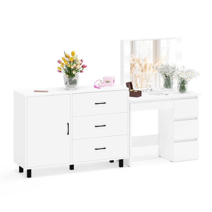 Туалетные столики, Комод-тумба 122-1204 и столик косметический с лампочками Сура