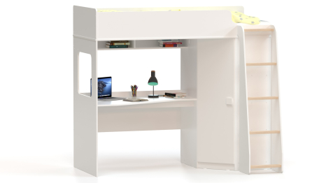 Кровать-чердак с угловым шкафом и столешницей Ridgimmi 10