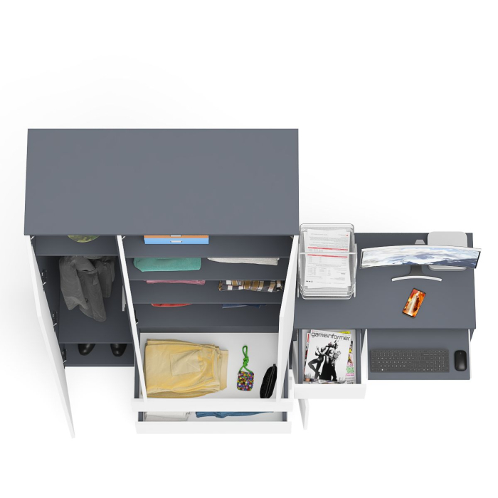 Домашние кабинеты, Компьютерный стол с тумбой с дверкой и ящиком левый и шкаф-комод Мори МШ1200-1