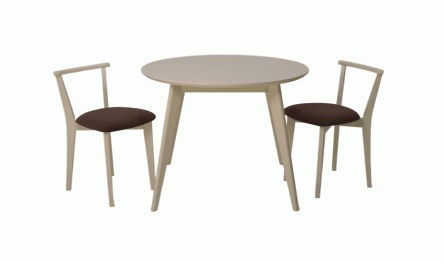 Стол Сканди К 100 слоновая кость со стульями Франк слоновая кость велюр коричневый