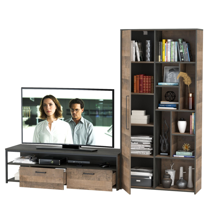 Стенки для гостиной, Тумба для ТВ и техники и шкаф-стеллаж с дверкой Трувор