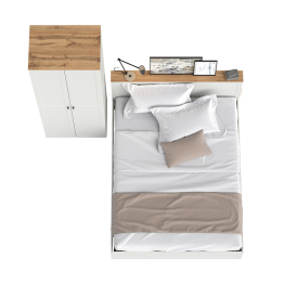 Кровать со спальным местом 1600х2000 с ортопедическим основанием Остин и шкаф для одежды