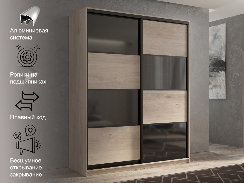 Шкафы-купе 2-х дверные, Шкаф-купе 2х дверный Кааппи 13 160х60