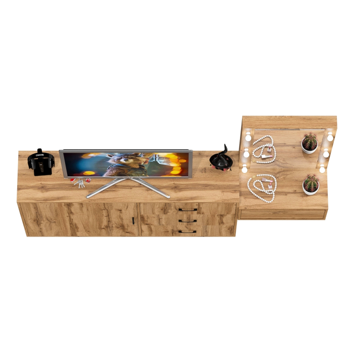 Туалетные столики, Стол косметический навесной с подсветкой и комод 122-1504