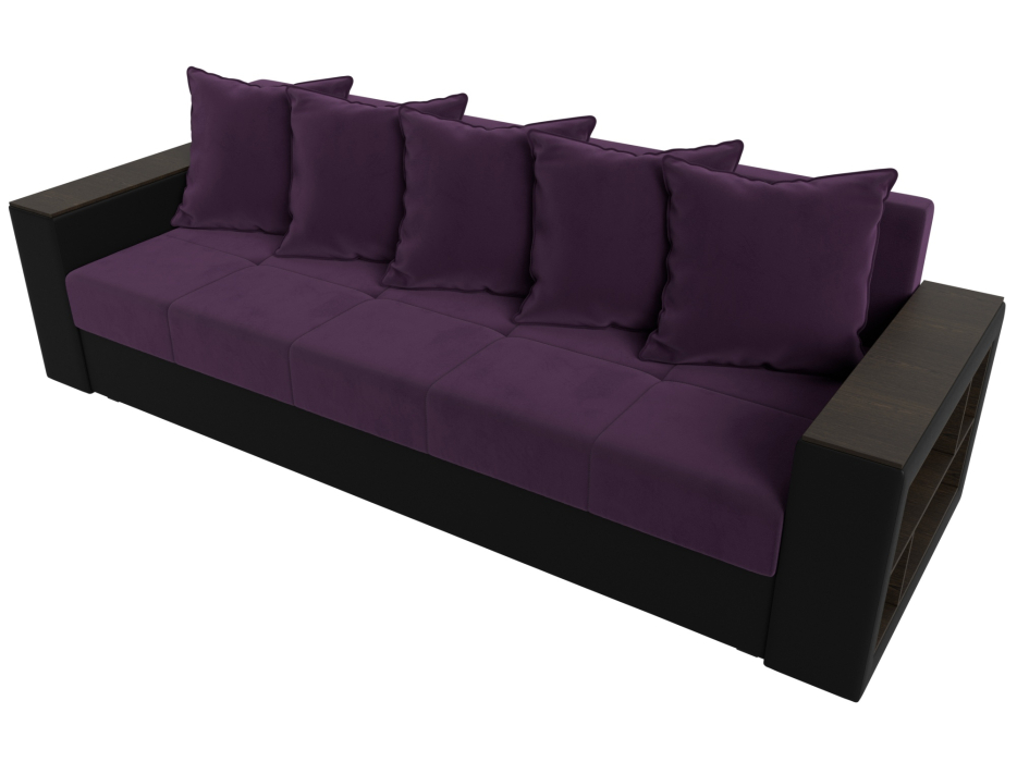 Диваны прямые, Диван прямой Дубай Лайт полки справа, велюр/экокожа