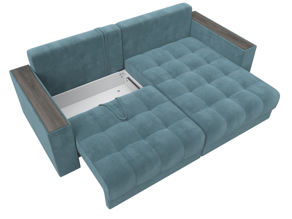 Дизайнерские диваны для гостиной, Диван угловой с декором Лига-049 НПБ, велюр SEVEN