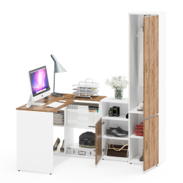 Пенал с вешалкой и тумбой с нишей и стол-трансформер Лидер-8