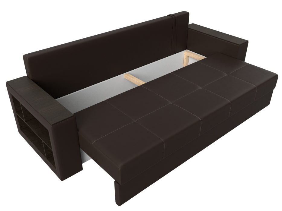 Диваны прямые, Диван прямой Дубай Лайт полки слева, экокожа