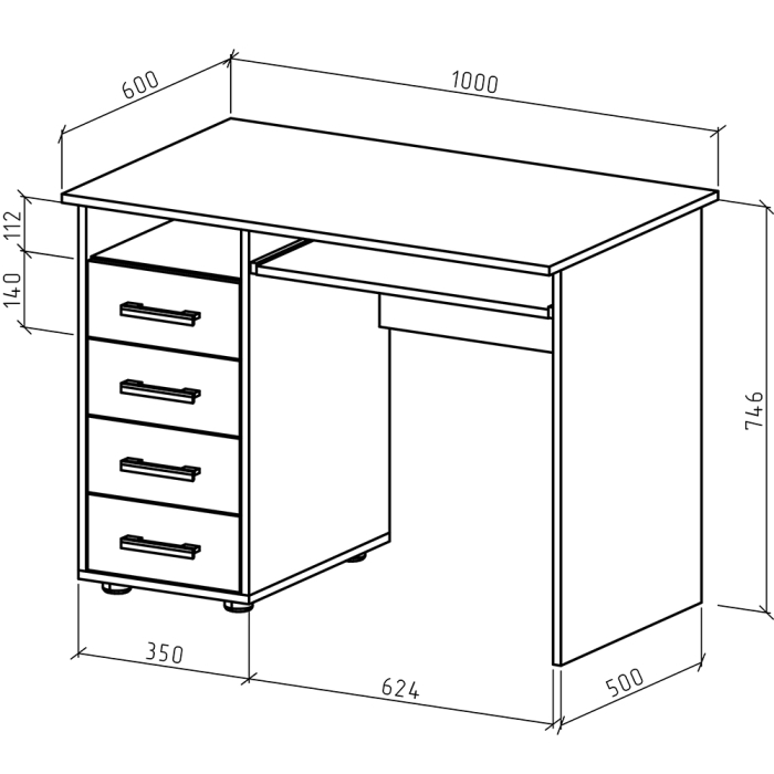 Прямые, Письменный стол Остин-4К