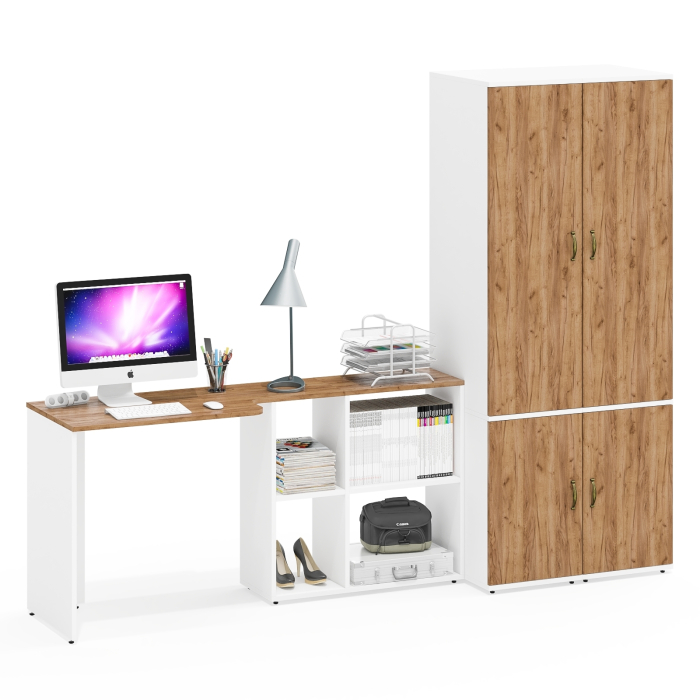 Домашние кабинеты, Два узких бельевых шкафа Лидер-8 и столик-трансформер