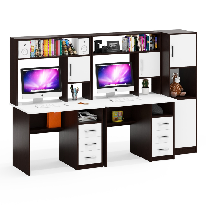 Домашние кабинеты, Стенка из компьютерных столов для двоих человек СК-9