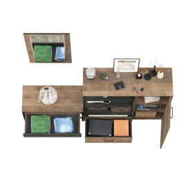 Комод с нишами и ящиком с обувницей с сиденьем и зеркалом Трувор