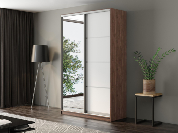 Шкаф-купе Айсберг 160 ШАМОНИ ТЕМНЫЙ (белый/зеркало)