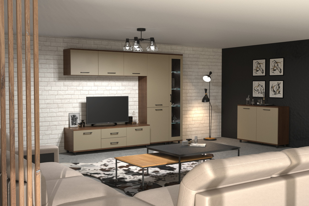 Стенки для гостиной, Модульная гостиная Грейс композиция 10  Гикори Джексон Темный