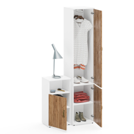 Пенал с выдвижной штангой и полкой и тумба с нишей Лидер-8