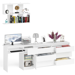 Комод шесть ящиков Мори МК1380.6 со столом с ящиком и дверкой справа и полка