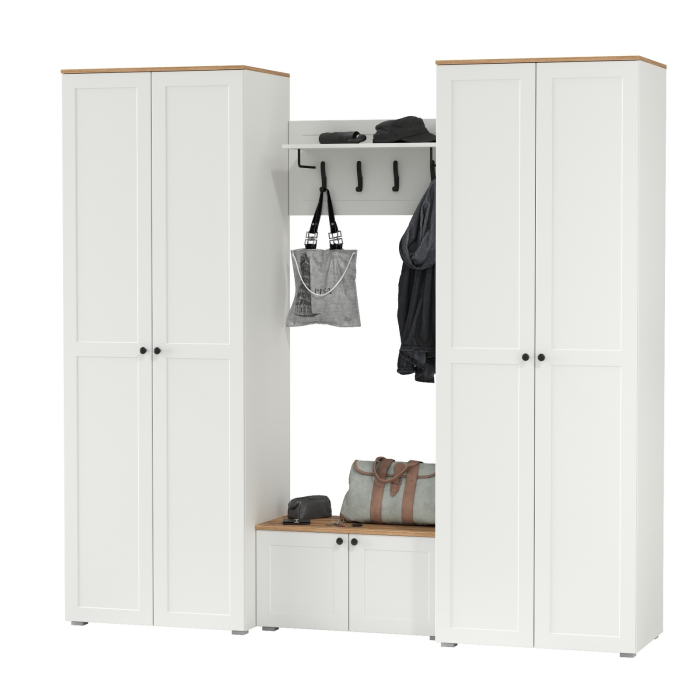 Прихожие, Два шкафа в прихожую и тумба с настенной вешалкой для одежды Остин