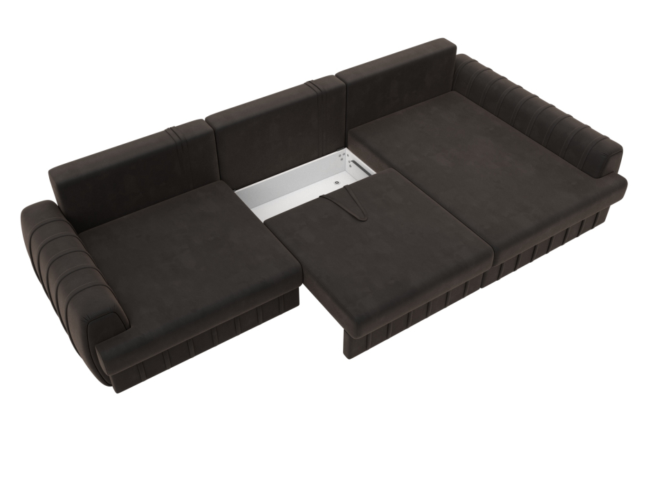 Диваны угловые в гостиную, Диван угловой Лига-057 НПБ Лонг угол правый, велюр SEVEN