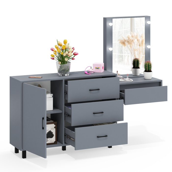 Туалетные столики, Комод с дверками и ящиками 122-1204 и косметический столик навесной с подсветкой