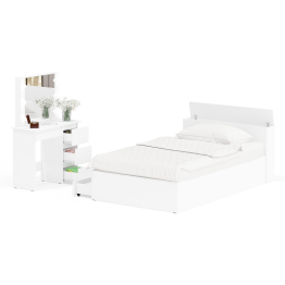 Кровать с ящиками полутораспальная Ксения 1200 и туалетный столик с подсветкой Сура