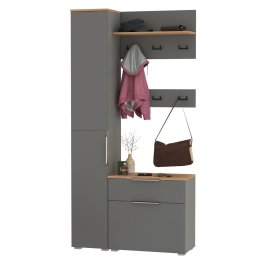 Тумба для обуви с пеналом для одежды и двумя вешалками Октава.