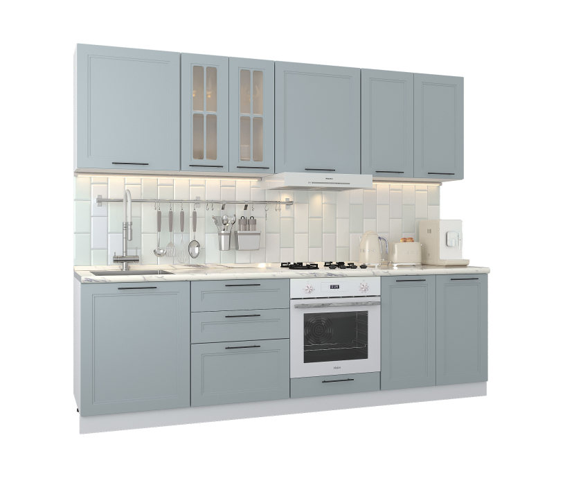 Кухонные гарнитуры, Кухонный гарнитур Регина Белый/МДФ Modern Серый 2,6 м