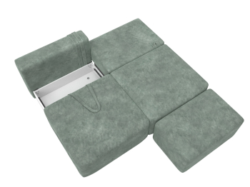 Диван прямой модульный с пуфом Лига-060 НПБ, велюр BRUT