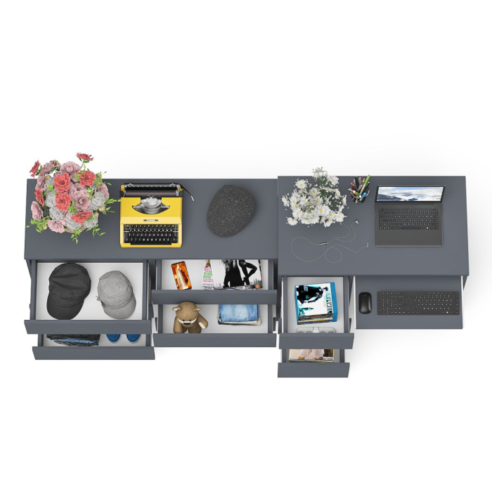 Домашние кабинеты, Комод Мори МК1200 6-ть ящиков со столом компьютерным МС-6 левым