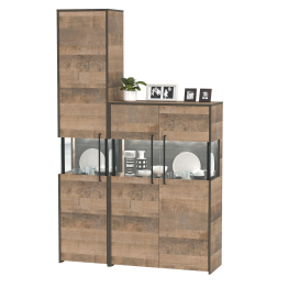 Шкаф-пенал с витриной с подсветкой и комод-витрина с подсветкой Трувор