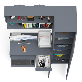 Пенал Мори однодверный на 400.1 с компьютерным столом Мори МС-1 правый и полкой 900