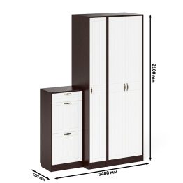 Тумба для обуви две секции в прихожую П-6-500 с пеналом и шкафом фрезеровка прованс