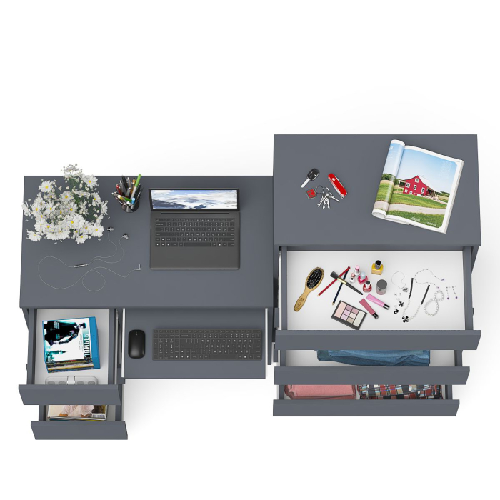 Домашние кабинеты, Комод высокий Мори МК700 5-ть ящиков и стол компьютерный Мори МС-6 левый