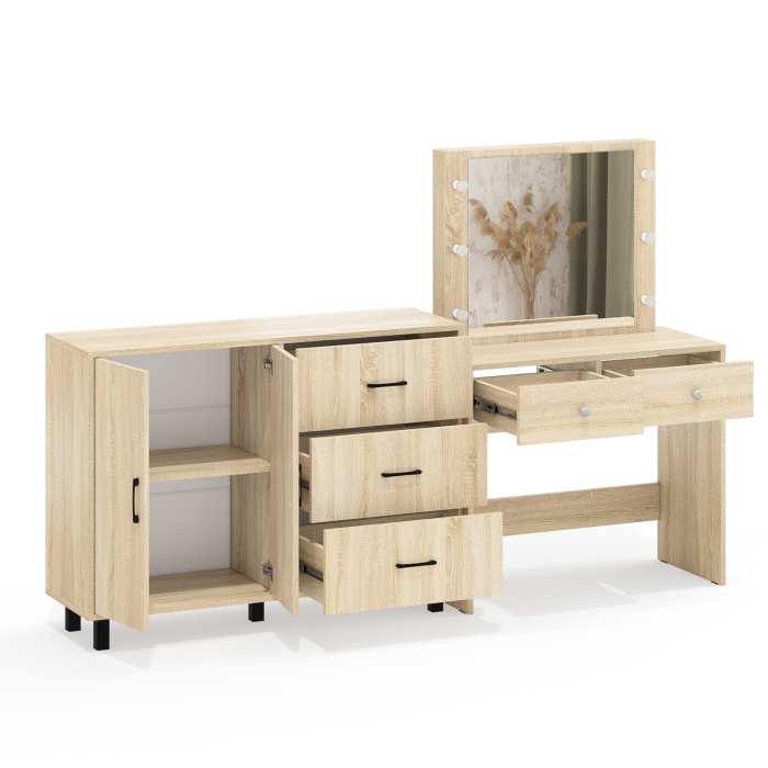 С зеркалом, Комод 123-1204 и косметический столик с подсветкой СТ-5