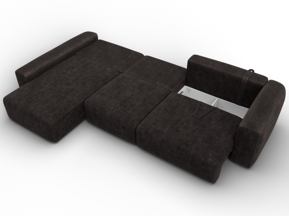 Диваны угловые в гостиную, Диван угловой Лига-066 НПБ Лонг угол левый, велюр BRUT