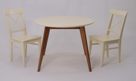 Стол Сканди К 100 орех/слоновая кость со стульями Ингольф слоновая кость